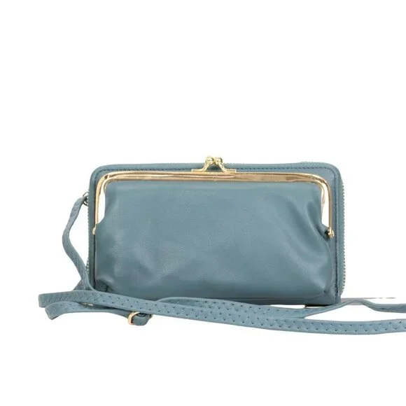 Teal Green Faux Leather Purse Wallet Cross Body Shoulder Bag Clutch Coin Purse - Picture 6 of 8